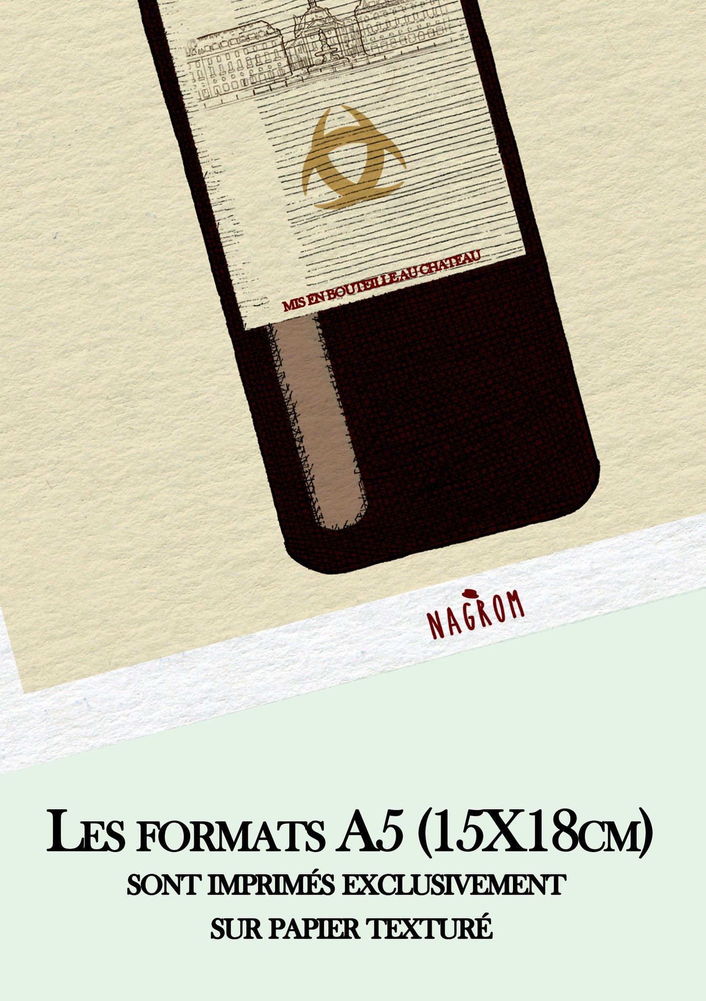 Bouteille de Vin de Bordeaux, sur fond beige