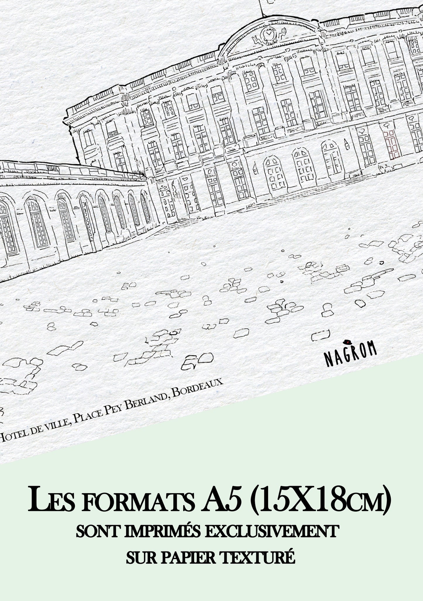 L'Hôtel de ville Place Pey Berland en noir uni, Bordeaux