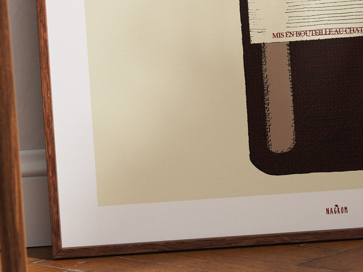 Bouteille de Vin de Bordeaux, sur fond beige