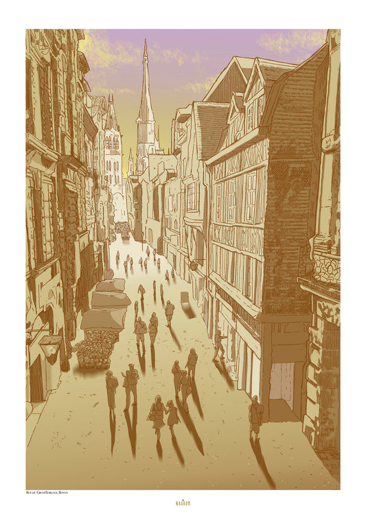 La rue du Gros-Horloge, Rouen