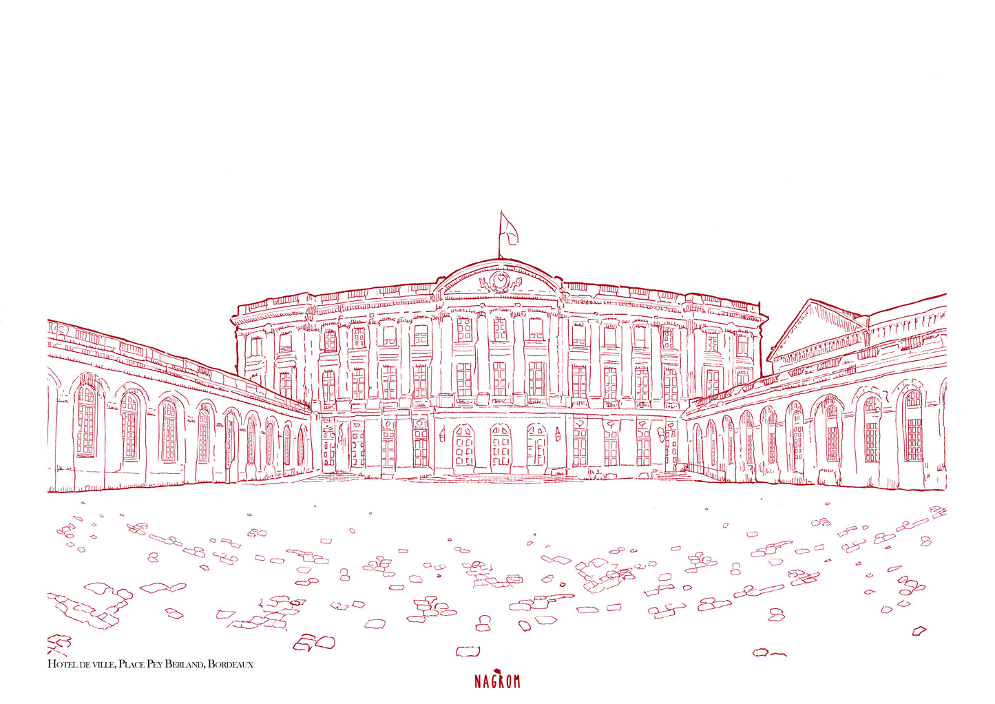 L'Hôtel de ville Place Pey Berland en bordeaux uni, Bordeaux