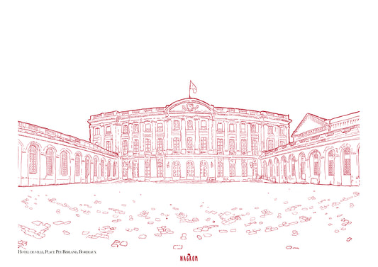 L'Hôtel de ville Place Pey Berland en bordeaux uni, Bordeaux