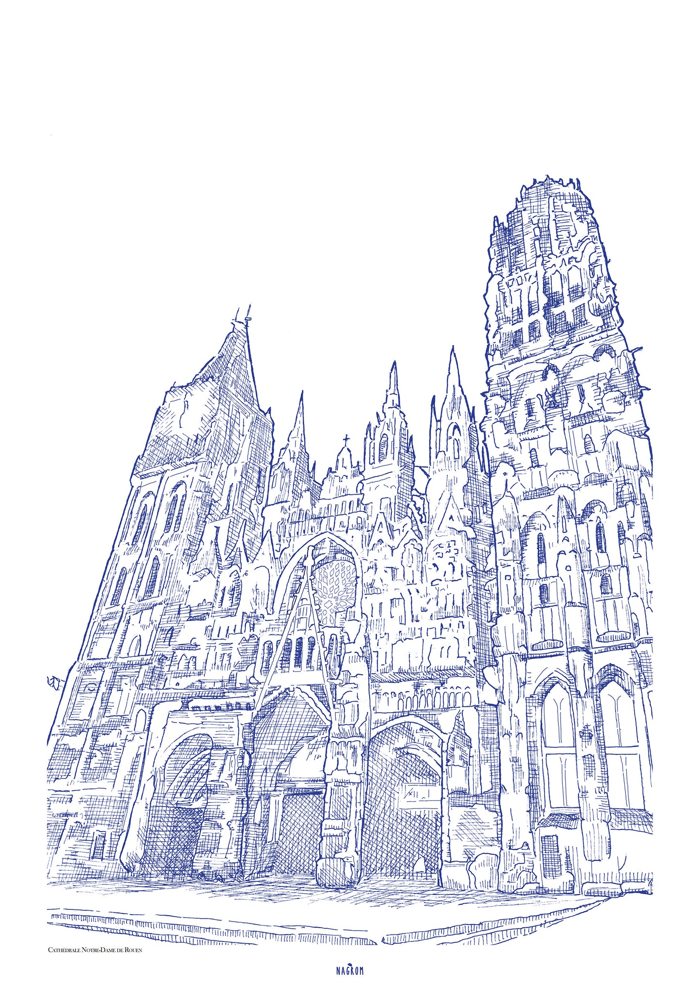 Place de la Cathédrale Bleu électrique, Rouen