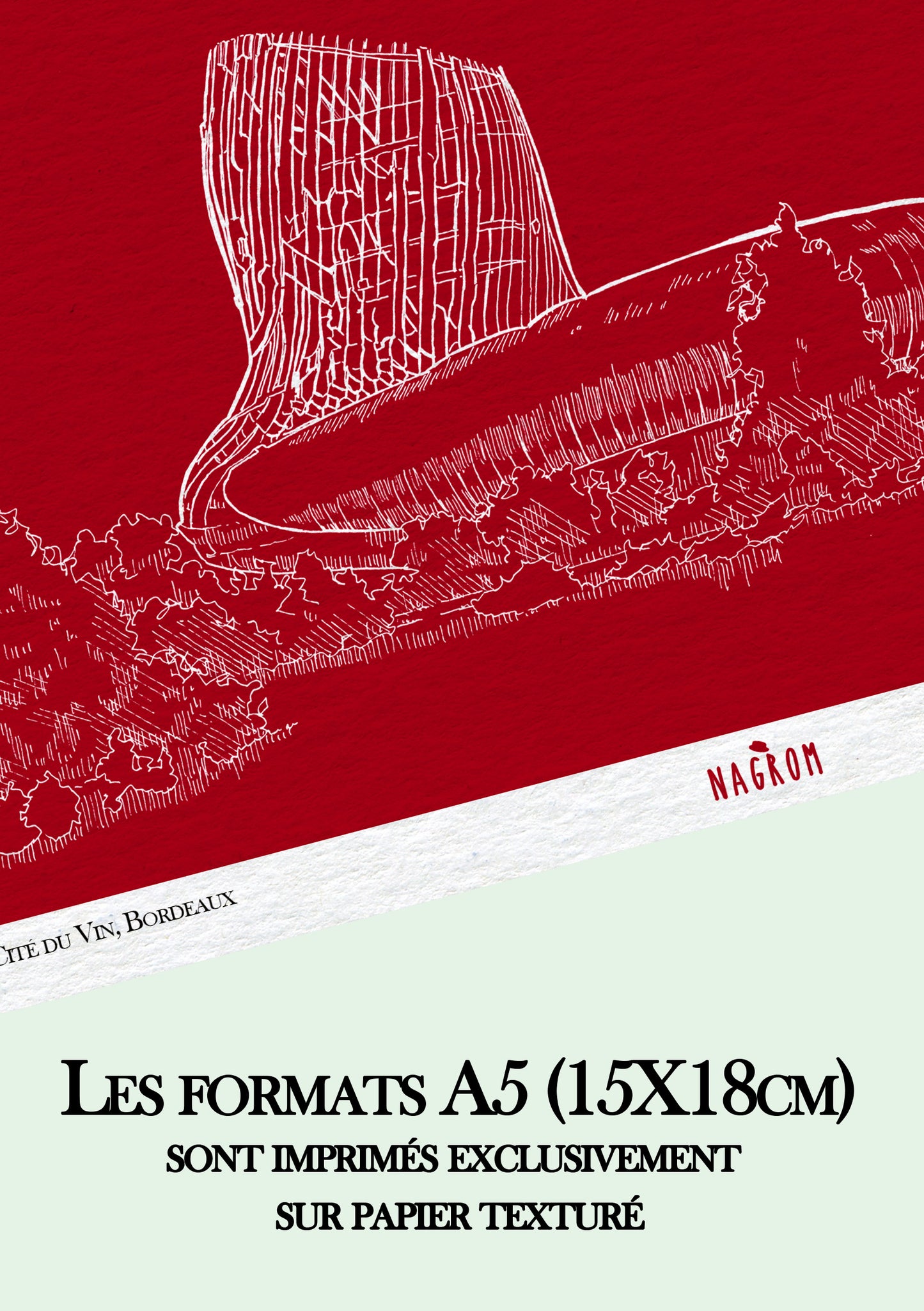 La cité du Vin en blanc sur fond bordeaux uni, Bordeaux