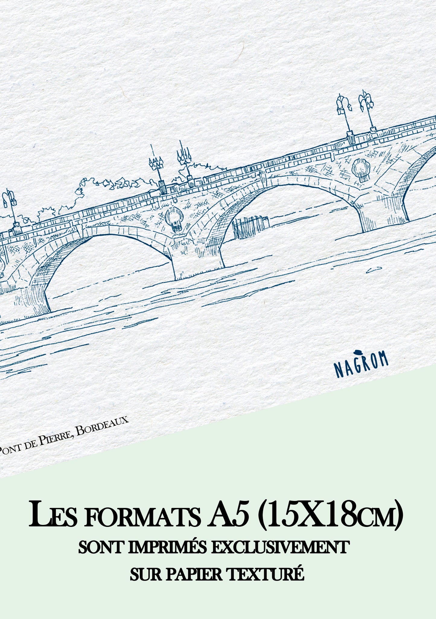 Pont de pierre en bleu minuit, Bordeaux