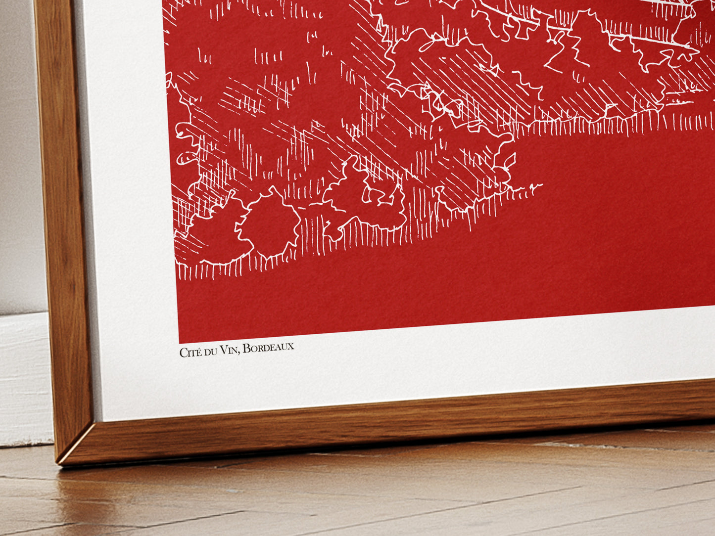 La cité du Vin en blanc sur fond bordeaux uni, Bordeaux