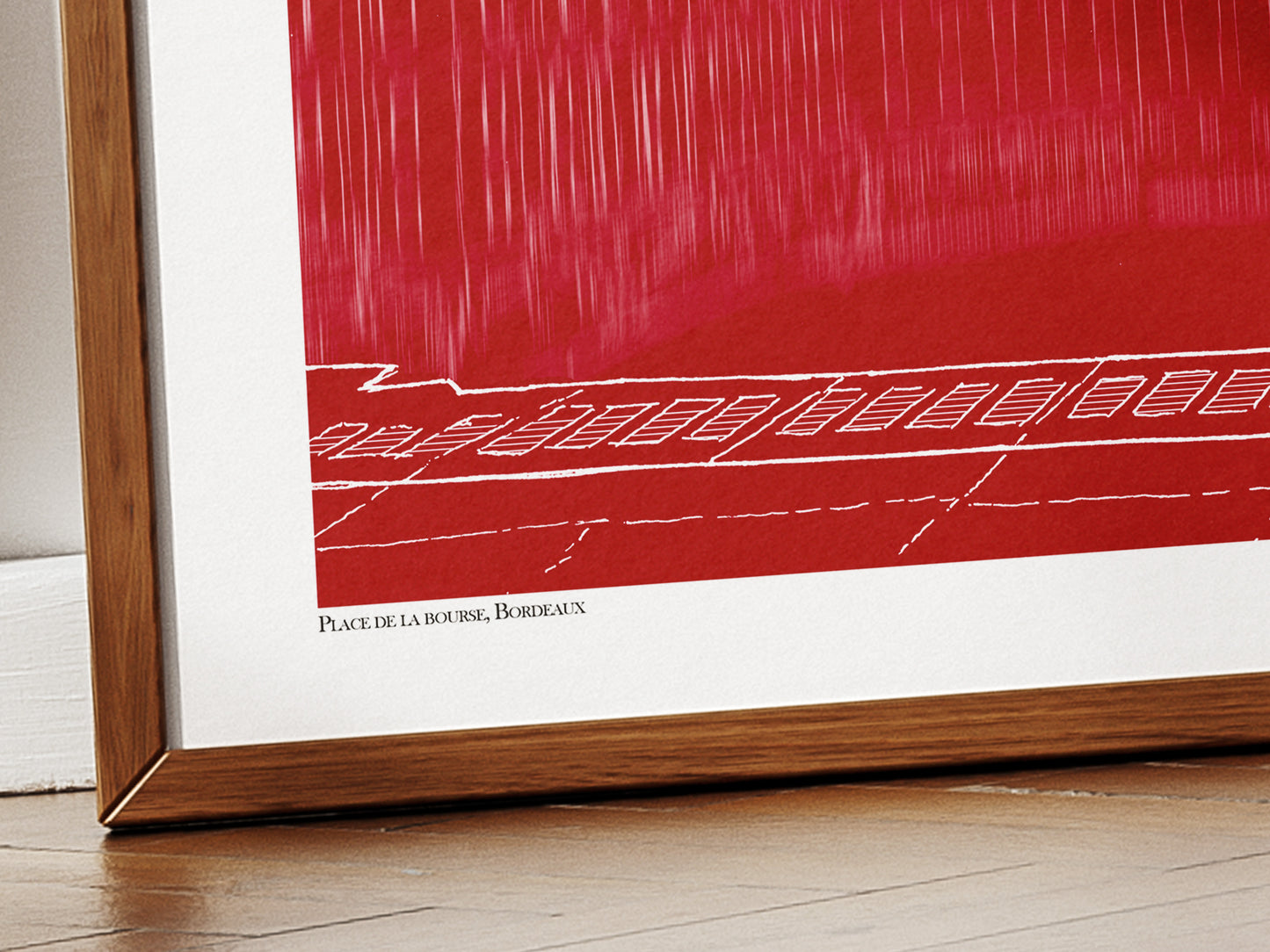 Place de la Bourse en blanc sur fond bordeaux uni, Bordeaux