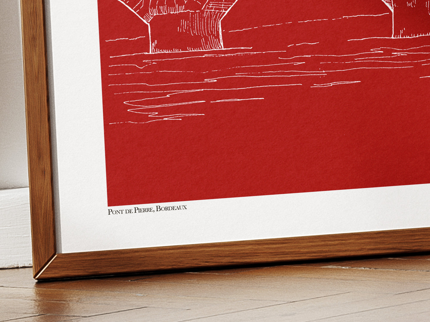 Pont de pierre en blanc sur fond bordeaux uni, Bordeaux