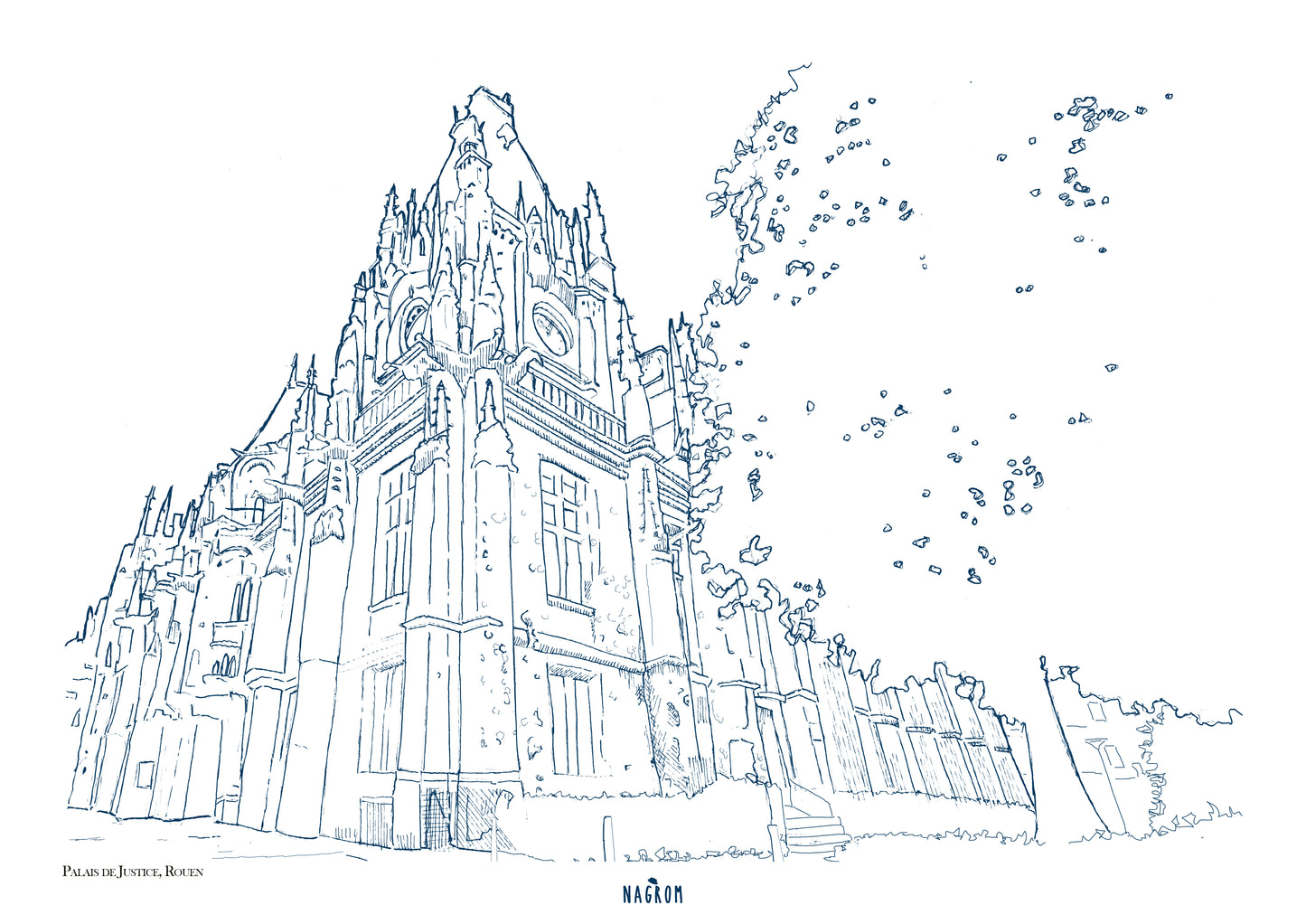Le Palais de justice en bleu minuit, Rouen