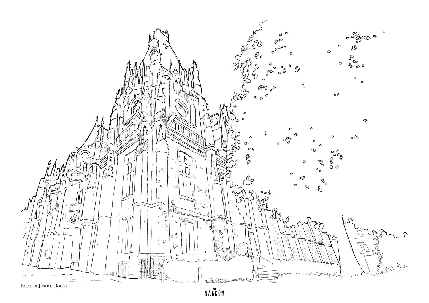 Le Palais de justice en noir, Rouen