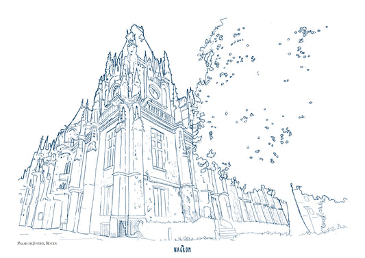 Le Palais de justice en bleu minuit, Rouen