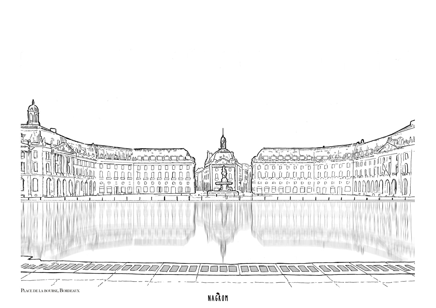 Place de la Bourse en noir uni, Bordeaux