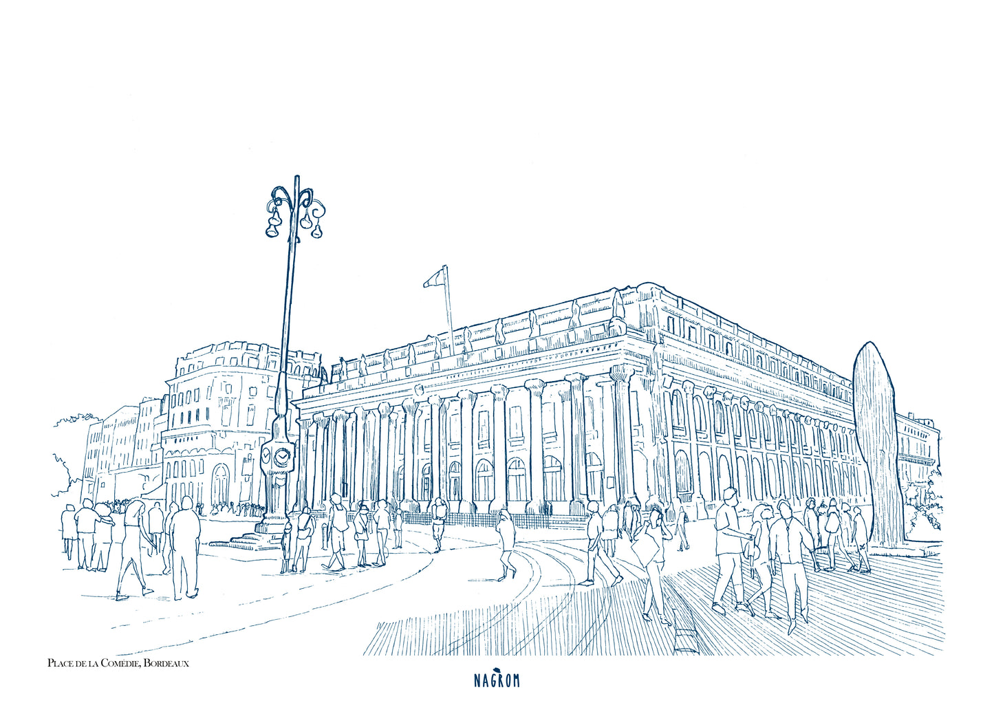 Place de la Comédie en bleu minuit, Bordeaux