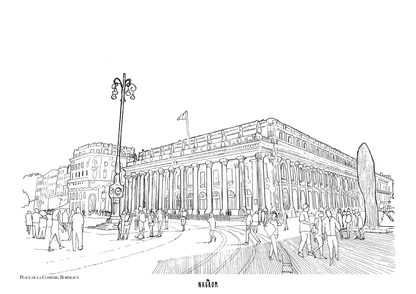 Place de la Comédie en noir uni, Bordeaux