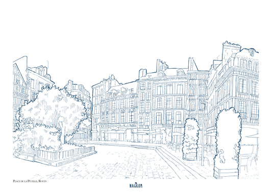 Place de la Pucelle en bleu minuit, Rouen