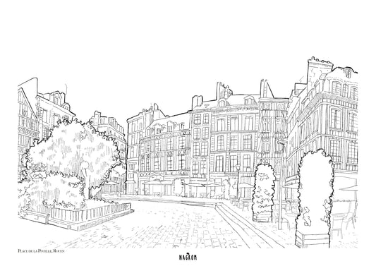 Place de la Pucelle en noir, Rouen