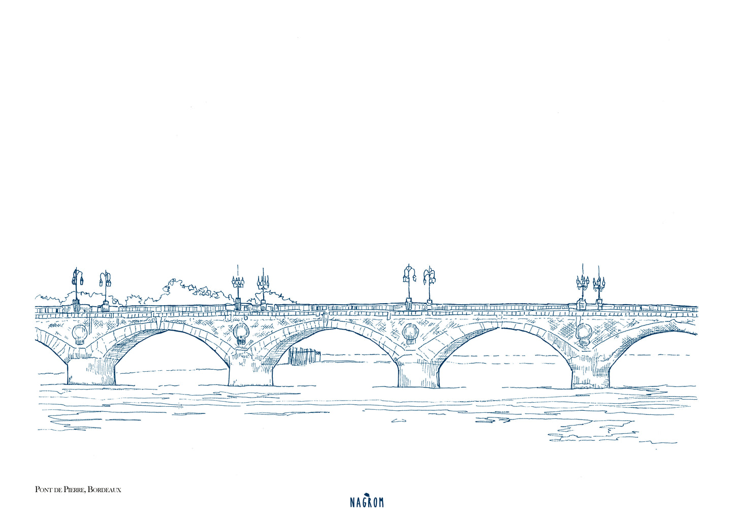 Pont de pierre en bleu minuit, Bordeaux