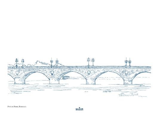 Pont de pierre en bleu minuit, Bordeaux