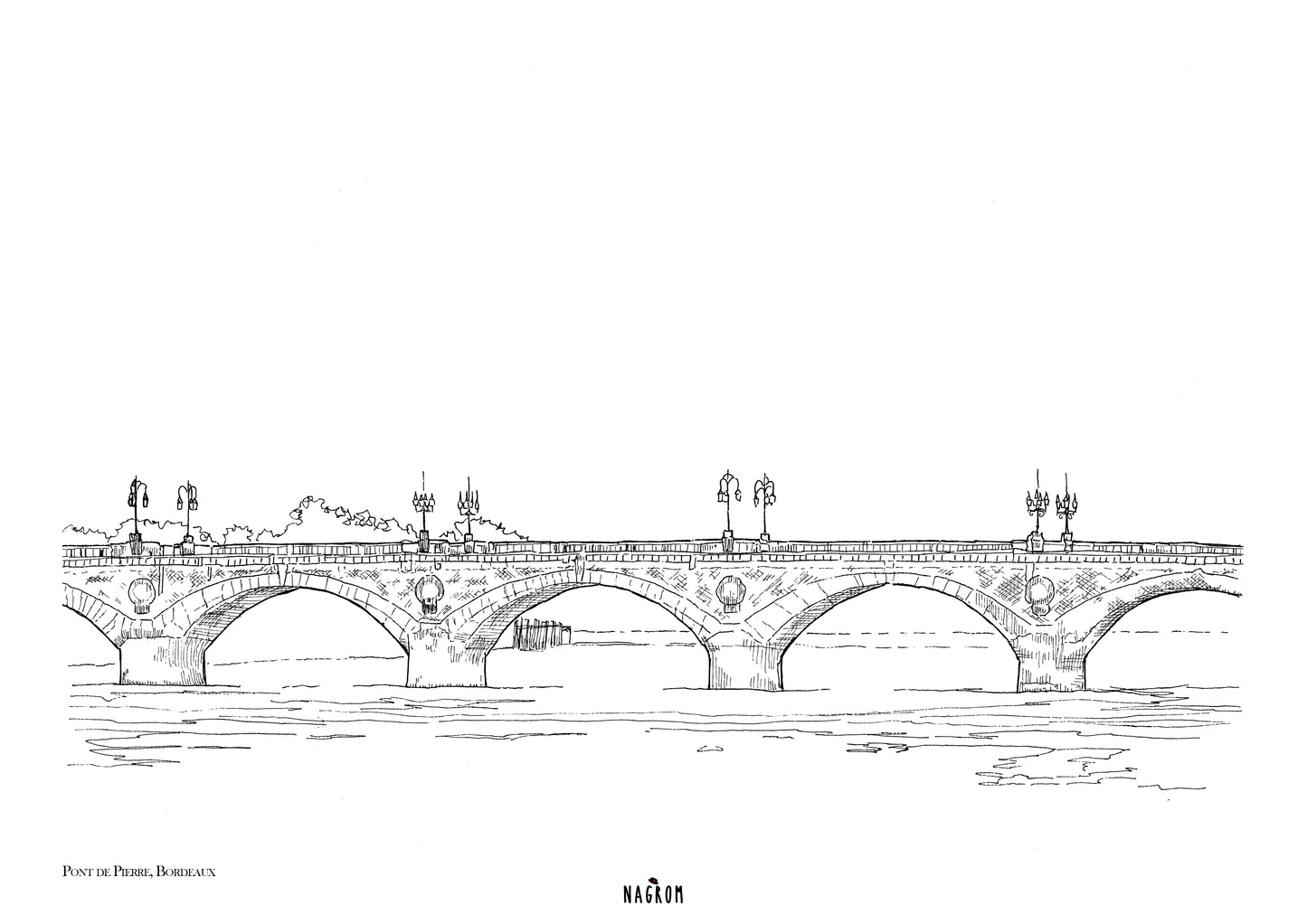 Pont de pierre en noir uni, Bordeaux