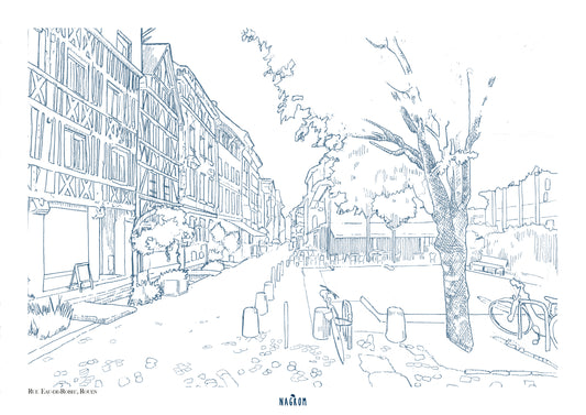 La rue Eau-de-Robec, Rouen en Bleu minuit